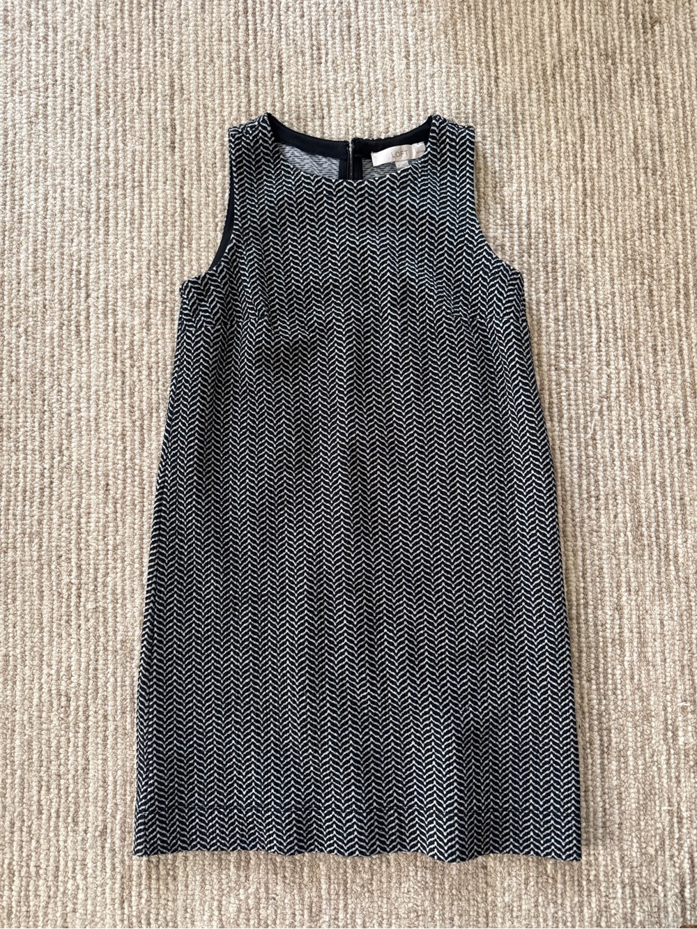 LOFT Black & White Chevron Shift Dress